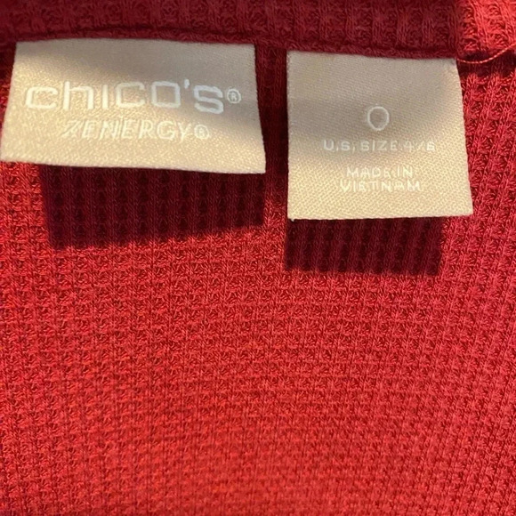 Chico’s Zenergy Cotton Spandex Hooded Cardigan Waffle Ribbed Pattern Sz 4-6 EUC - Picture 5 of 9